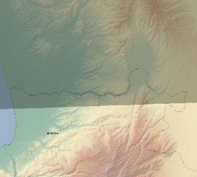 Map of the eclipse path across Lebanon on 10/12/1605