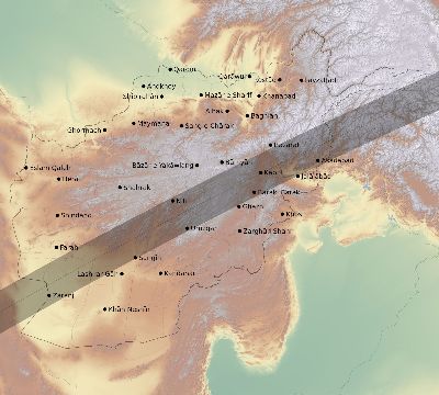 Map of the eclipse path across Afghanistan on 02/26/1607