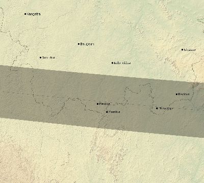 Map of the eclipse path across Mali on 02/26/1607