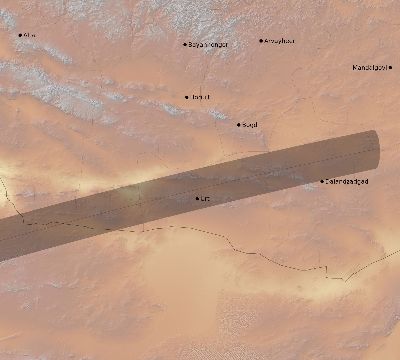 Map of the eclipse path across Mongolia on 02/26/1607