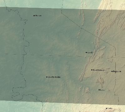 Map of the eclipse path across Togo on 02/26/1607