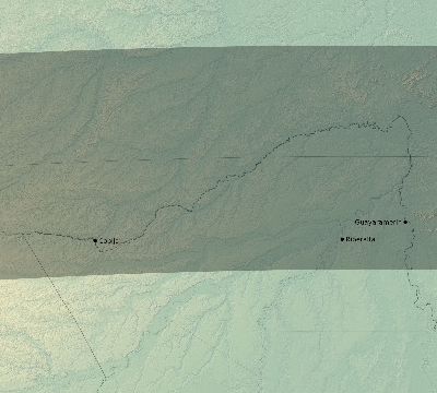 Map of the eclipse path across Bolivia on 08/22/1607