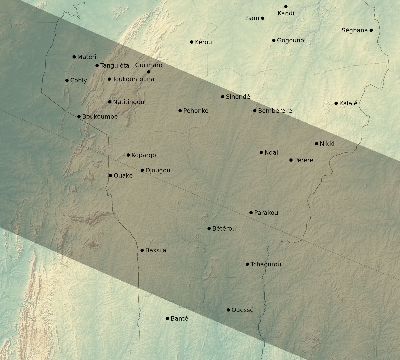 Map of the eclipse path across Benin on 08/10/1608