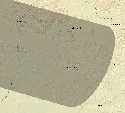 Map of the eclipse path across DR Congo on 08/10/1608