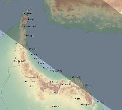 Map of the eclipse path across Oman on 12/15/1610