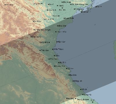 Map of the eclipse path across Vietnam on 12/15/1610