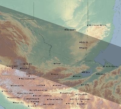 Map of the eclipse path across Guatemala on 06/10/1611