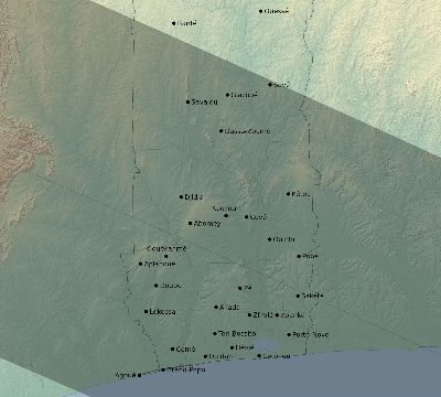 Map of the eclipse path across Benin on 12/04/1611