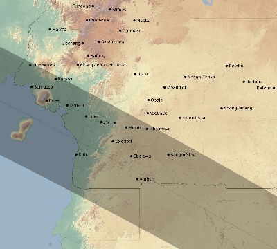 Map of the eclipse path across Cameroon on 12/04/1611