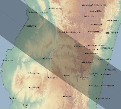 Map of the eclipse path across Madagascar on 12/04/1611