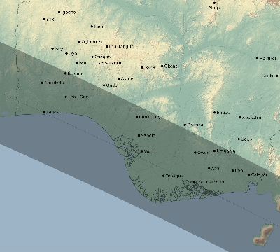 Map of the eclipse path across Nigeria on 12/04/1611