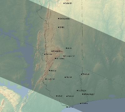 Map of the eclipse path across Togo on 12/04/1611