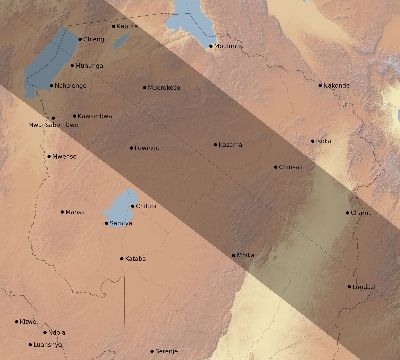 Map of the eclipse path across Zambia on 12/04/1611