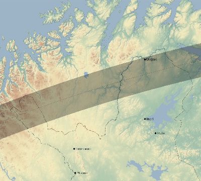 Map of the eclipse path across Finland on 05/30/1612