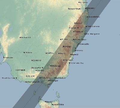 Map of the eclipse path across Australia on 04/09/1614