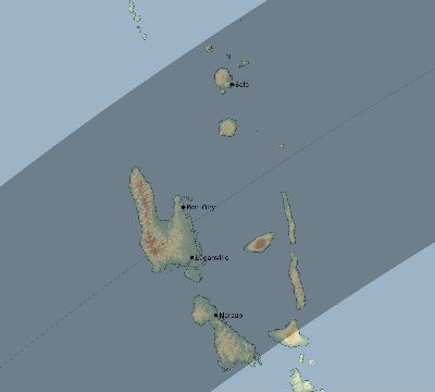 Map of the eclipse path across Vanuatu on 04/09/1614