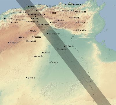 Map of the eclipse path across Algeria on 10/03/1614