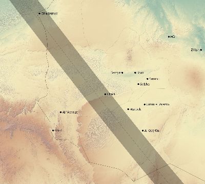 Map of the eclipse path across Libya on 10/03/1614