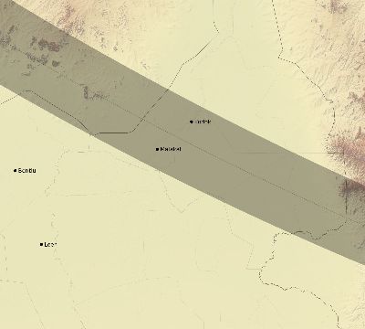 Map of the eclipse path across South Sudan on 10/03/1614