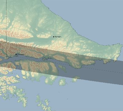 Map of the eclipse path across Argentina on 01/26/1618