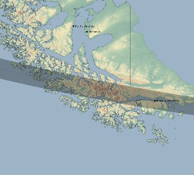 Map of the eclipse path across Chile on 01/26/1618