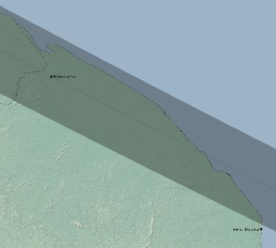 Map of the eclipse path across Guyana on 07/21/1618