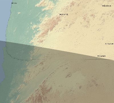 Map of the eclipse path across Cameroon on 07/11/1619