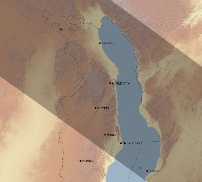 Map of the eclipse path across Malawi on 07/11/1619