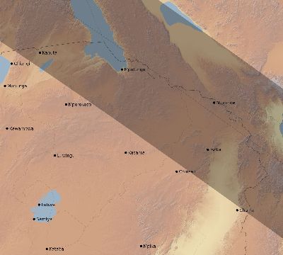 Map of the eclipse path across Zambia on 07/11/1619