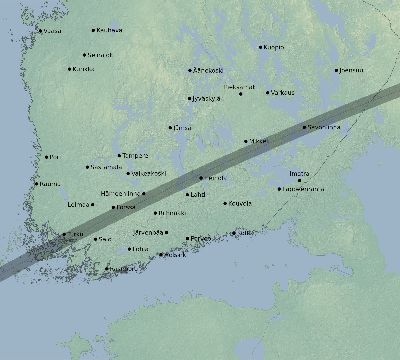 Map of the eclipse path across Finland on 05/21/1621