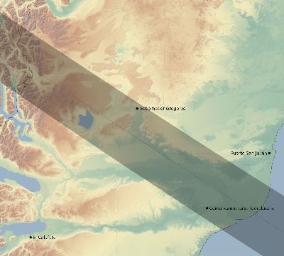 Map of the eclipse path across Argentina on 11/13/1621