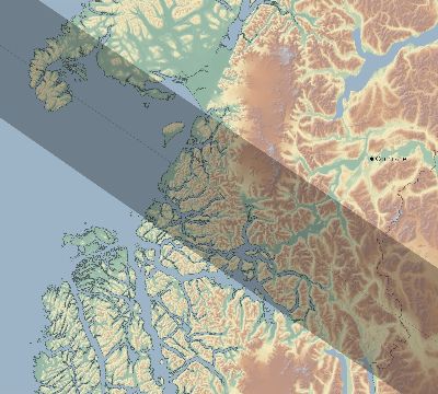 Map of the eclipse path across Chile on 11/13/1621