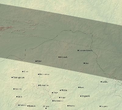 Map of the eclipse path across Burkina Faso on 05/10/1622