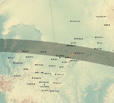 Map of the eclipse path across Mali on 05/10/1622