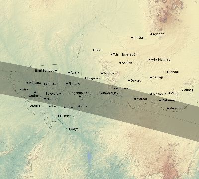Map of the eclipse path across Niger on 05/10/1622