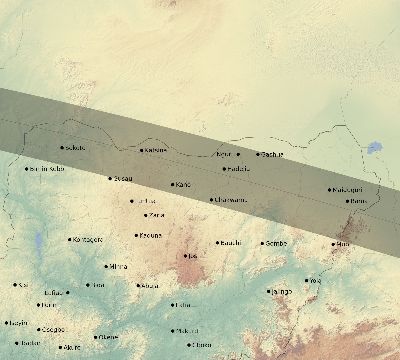 Map of the eclipse path across Nigeria on 05/10/1622