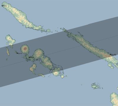 Map of the eclipse path across Solomon Islands on 11/03/1622