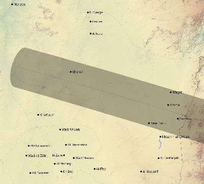 Map of the eclipse path across Sudan on 11/03/1622