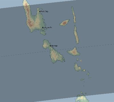 Map of the eclipse path across Vanuatu on 09/01/1625