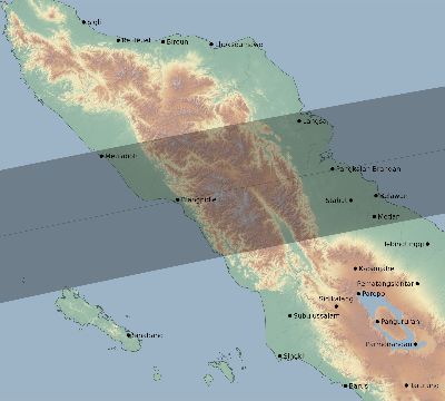 Map of the eclipse path across Indonesia on 02/26/1626