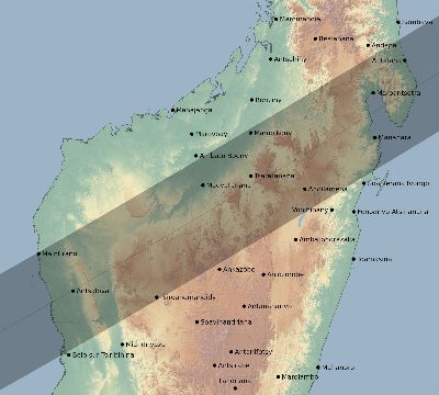 Map of the eclipse path across Madagascar on 02/26/1626