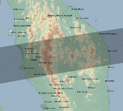 Map of the eclipse path across Malaysia on 02/26/1626