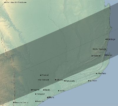 Map of the eclipse path across Mozambique on 02/26/1626