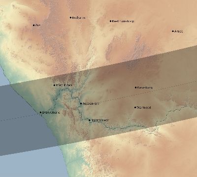 Map of the eclipse path across Namibia on 02/26/1626