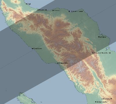 Map of the eclipse path across Indonesia on 06/21/1629