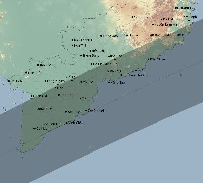 Map of the eclipse path across Vietnam on 06/21/1629