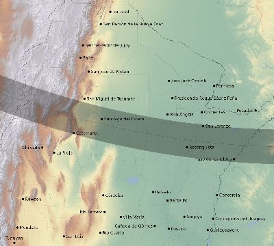 Map of the eclipse path across Argentina on 12/14/1629