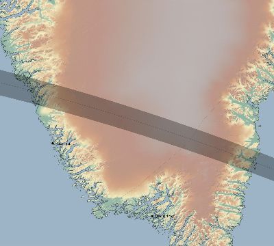 Map of the eclipse path across Greenland on 06/10/1630