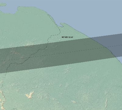 Map of the eclipse path across Guyana on 10/13/1632