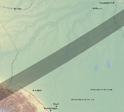 Map of the eclipse path across Bolivia on 04/08/1633